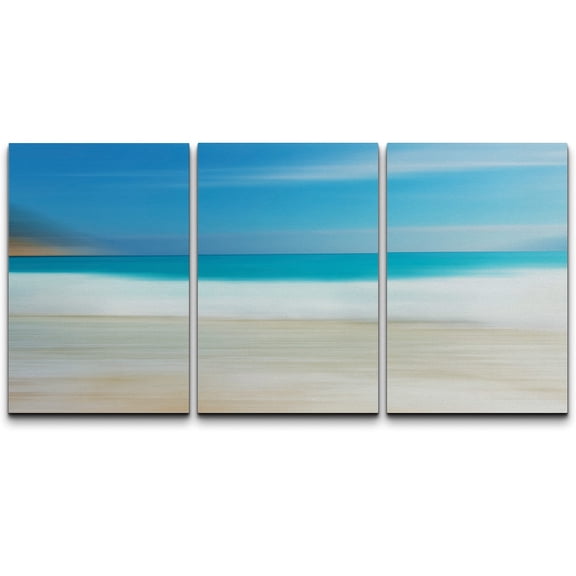 wall26 Canvas Print Wall Art Set Abstract Blurry Beach Shoreline Nature Wilderness Photography Modern Art Southwest Scenic Colorful Ultra for Living Room, Bedroom, Office - 24"x36"x3 Panels