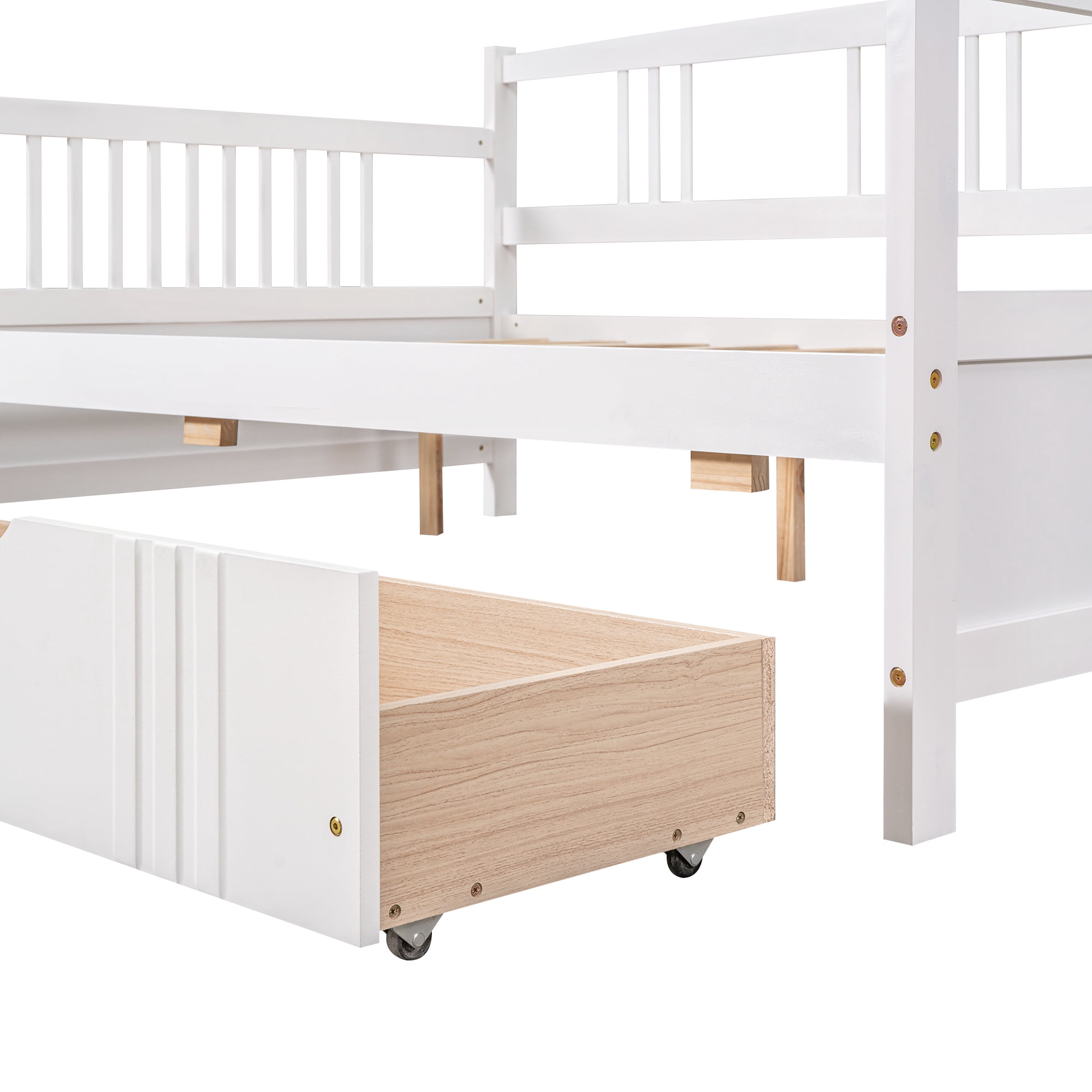 Aukfa Daybed with 2 Storage Drawers, Wood Twin Daybed Frame for Kids Guests Sleepovers, White
