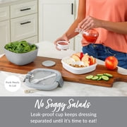 Bentgo Salad Container - 6.75 cup Bowl with 4-Compartment Toppings Tray, Leak-Proof Dressing Container, Reusable Fork, BPA-Free Lunch Box for Meal Prep & Food Storage; Removable Bento Tray (Gray)