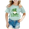 thumbnail image 4 of ibiyuan Girls Tshirt Shirts for Teens Girls Saint Pattys Day Lucky Shamrock Print Short Sleeve Tshirts Green Crewneck Irish Tees Paddy's Day Graphic Tees Tops,10-11 Years, 4 of 4