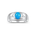 thumbnail image 1 of RYLOS Men's Rings 14K White Gold Classic 8X6MM Oval Gemstone &  Diamond Ring Turquoise December Birthstone Rings For Man Gold Rings Size 11, 1 of 7