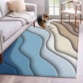 thumbnail image 2 of 2.7x5 Washable Area Rug, Abstract Geometric Non-Slip Rectangle Rug for Bedroom Bedside, Blue Brown Gradient Waves Beach Indoor Floor Mat for Home Decor, 2 of 9
