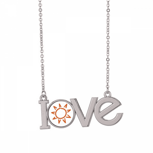 Soleil soleil Main Peinture Orange Amour Collier Pendentif Bijoux