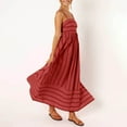 thumbnail image 4 of Women Striped Sleeveless Maxi Dress Swing Cutout Midi Dress Backless Smocked Spaghetti Strap Boho Flowy Sundress, 4 of 7