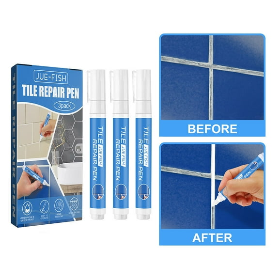 Nitouy 3PCS Tile Grout Paint Pen Safety Grout Pen White Tile Paint Marker Grout Repair Pen for Restoring Tile Wall Floor