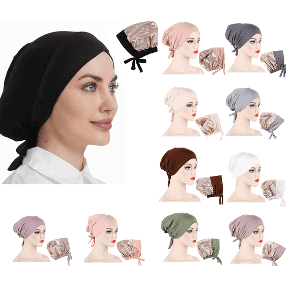 Yoyauz Silk Satin Bonnet Hair Wrap, Adjustable Silk Bonnets for Women Men Cap Silk Lined Slouchy with Adjustable Strap