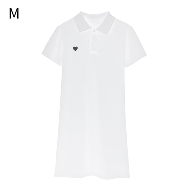Vestido De Mujer Manga Corta Slim Fit Bordado Vestido Casual Transpirable, Blanco, M Jumpingount AP001476-01B