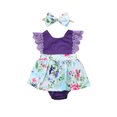 thumbnail image 1 of ITFABS Girl Ruffle Sleeve Flower Romper/Sleeveless A-line Dress Sisters Outfits, 1 of 8
