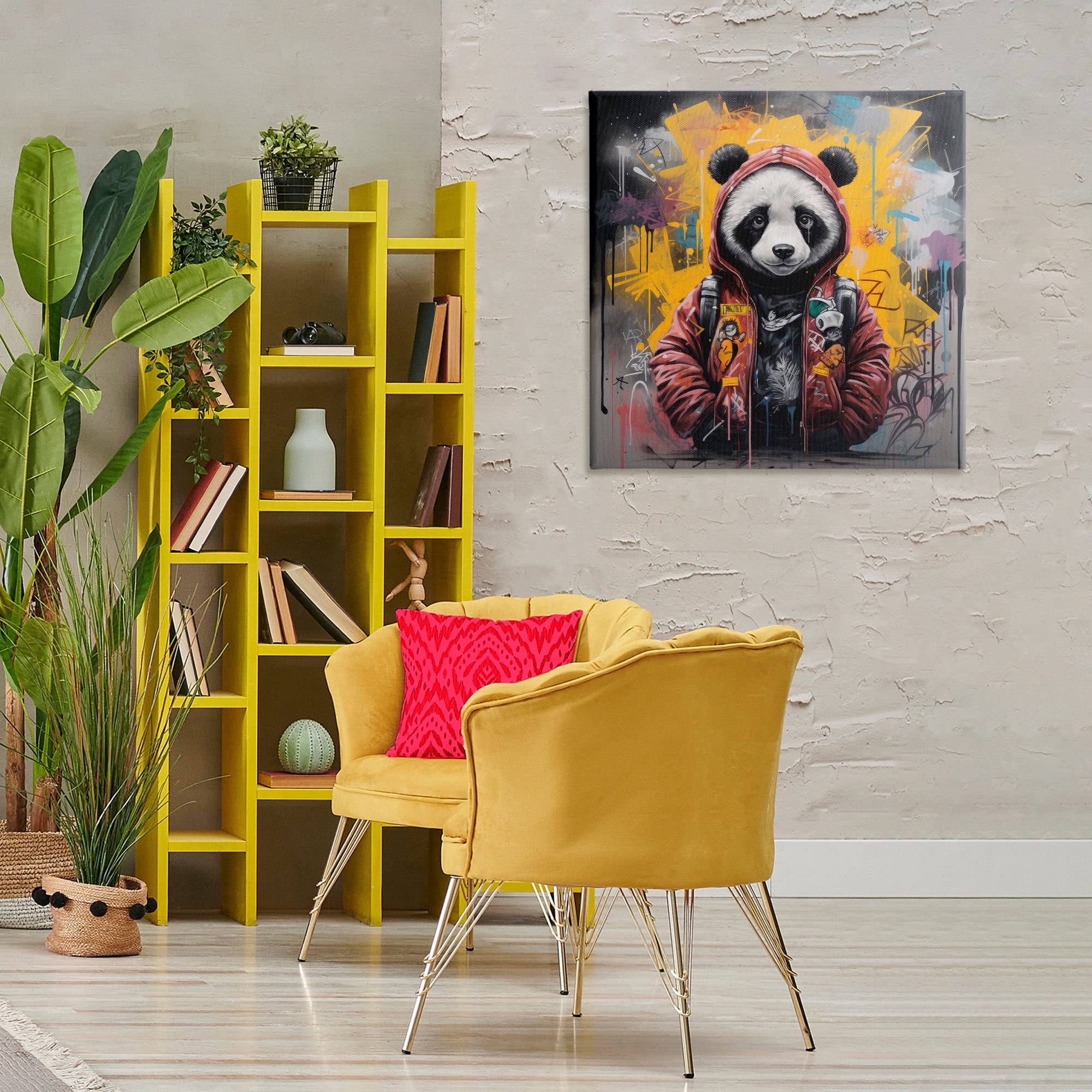 Stupell Industries Urban Graffiti Panda Bear Animals & Insects Painting Gallery Wrapped Canvas Art Print Wall Art, 30 x 30