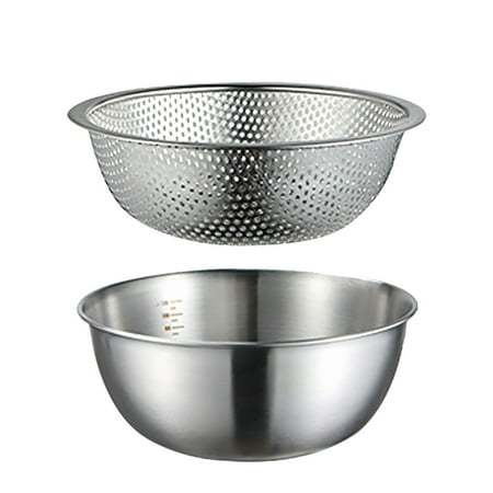 

2 Pcs Practical Stainless Steel Basins and Kitchen Drain Baskets (Silver)