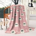 thumbnail image 2 of Pink Halloween Ghosts Blanket,Comfortable Soft Flannel Throw Blanket,All Season,Warm Lightweight Blankets for Sofa Bed Couch Living Room Chair,60"x80", 2 of 4