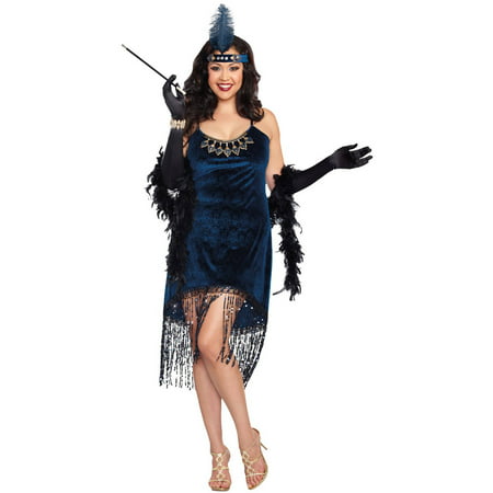 Dreamgirl Women's Plus-Size Downtown Doll Halloween Costume, Blue, 1X/2X