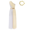 thumbnail image 4 of Jhaoyu Costume de Performance Cosplay Grecque Antique pour Femmes, Robe à une Épaule avec Couvre-Chef Champagne L, 4 of 6