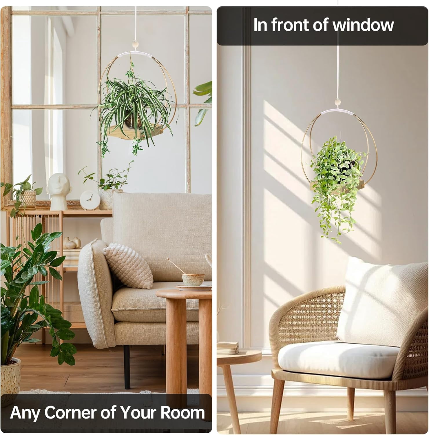 Hanging Planters for Indoor Plants - Plant Hanger Outdoor, Metal Plant Hanger Mid Century  Macrame, Hanging Wall Ceiling Window, Gift for Mom, Plant Lovers, Housewarming