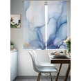 thumbnail image 4 of Blue Gradient Marble Sheer Curtains 2 Panels Set Modern Abstract Sheer Window Curtains Light Filtering Rod Pocket Voile Drapes for Bedroom Living Room 52"X72", 4 of 8