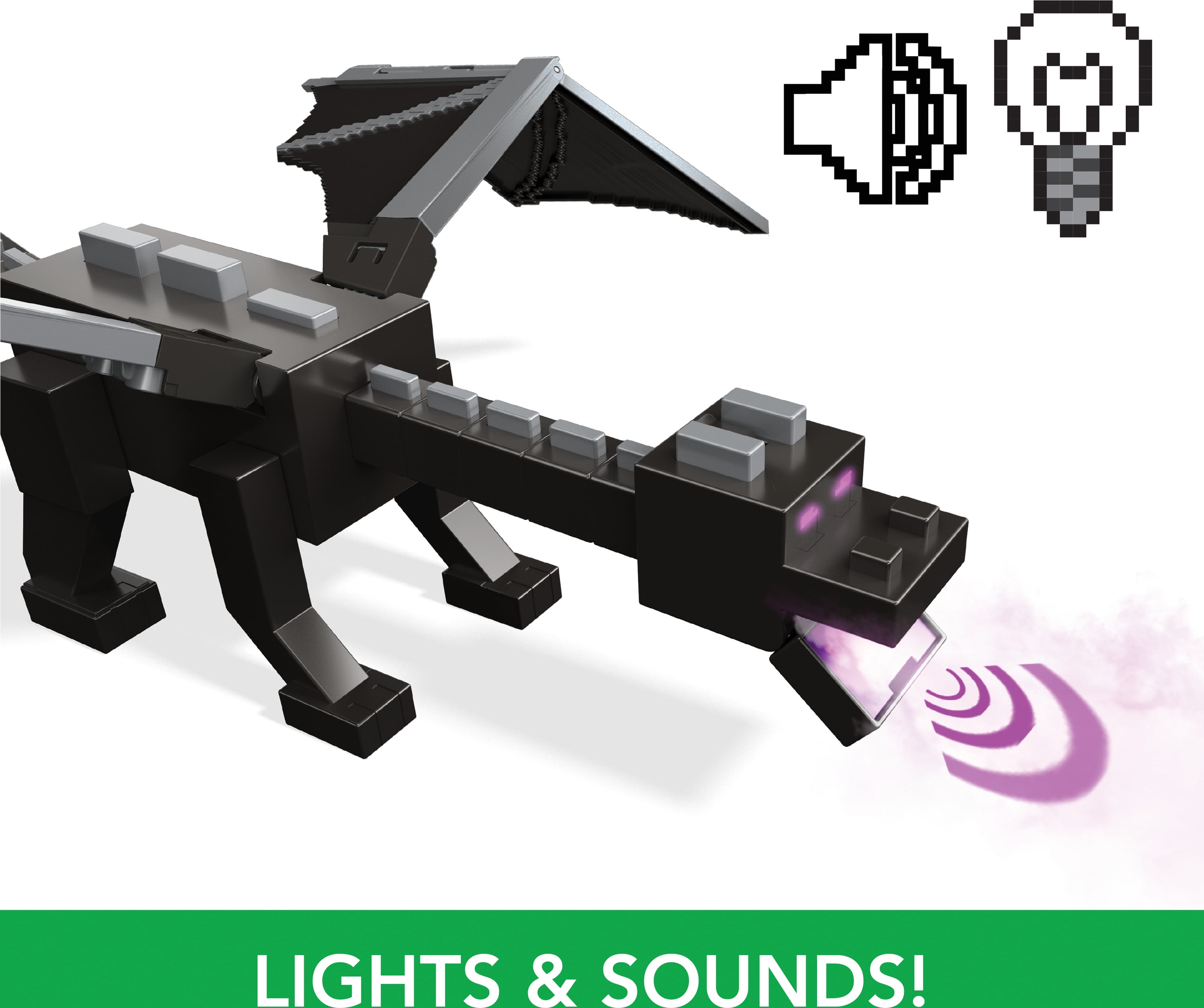 Minecraft Ender Dragon Action Figures Set, Lights, Sounds & Mist, Steve & Enderman 3.25-in Scale Figures