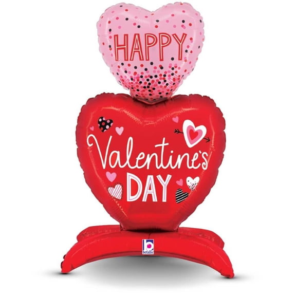 28 inch Standups Valentine Hearts Betallic Foil Mylar Balloon - Party Supplies Decorations