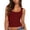 Wine Womens Tank Tops, variant on BSDJILFG Juniors Ribbed Tank Tops Sleeveless Y2K Crop Top V-Neck Wide Straps Comfy Short Cami Shirt