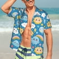 thumbnail image 6 of Men's Casual Short Sleeve Button Down Hawaiian Shirts,Cute Clouds Sun Stars Shirts Regular Fit Beach Summer Shirts with Front Pocket,3XL, 6 of 7