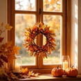 thumbnail image 6 of AYktou Fall Wreath Autumn Wreath for Front Door with Small Pumpkins and Oak Leaves, 12 Inch Farmhouse Artificial Thanksgiving Wreath for Autumn Harvest Halloween Outdoor Indoor Wall Window Decor, 6 of 6