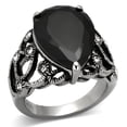thumbnail image 1 of Women High Polished Stainless Steel Ring with AAA Grade CZ in Jet - Size 6, 1 of 1
