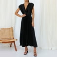 thumbnail image 2 of B91xZ Robes Maxi pour Femmes 2024 Robe de Cocktail Haute Basse Automne Coupe Décontractée Robe Évasée, Noir G, 2 of 5