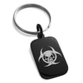 thumbnail image 1 of Stainless Steel Zombie Skull Biohazard Engraved Small Rectangle Dog Tag Charm Keychain Keyring, 1 of 1