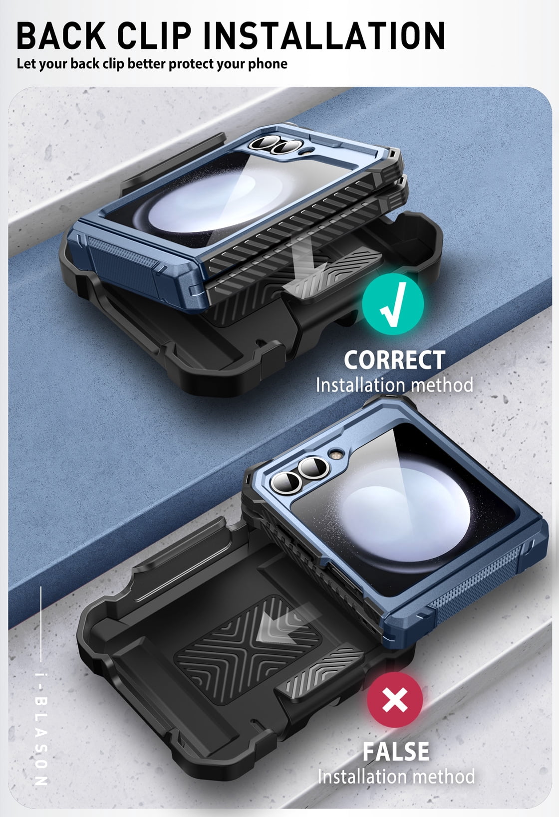 i-Blason Armorbox series for Samsung Galaxy Z Flip 6 / Flip 5 Case with Stand, [Built-in Screen Protector] [Hinge Protection] [Belt-Clip], Full-Body Protection Phone Case Cover, Tilt