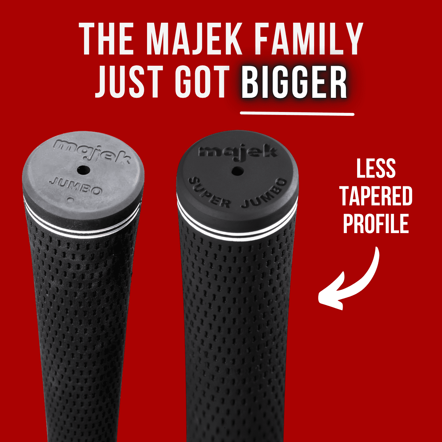 Majek Golf Club Grips Super Jumbo Extra Large Tour 360 Degree Black - NO LOGO - Round .600 Extra Large XL XXL Great for Tall Golfers with Big Hands - Premium Rubber Golf Grips - 8 Pack