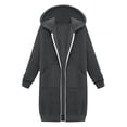 thumbnail image 6 of UACY Long Zip up Hoodies for Girls Fleece Zippered Casual Jacket Fall Tunic Coats Oversized Hooded Sweatshirt with Pockets (Dark Gray, 11-12 Years), 6 of 9