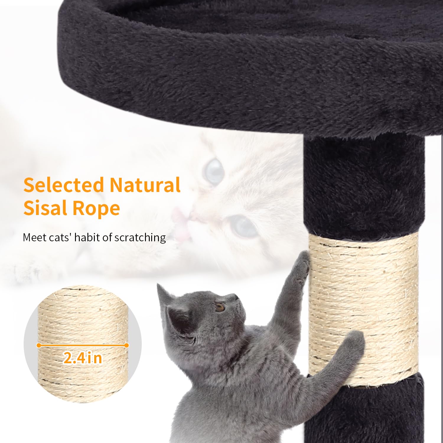 NiamVelo 36 Inch Cat Tree Cat Tower for Small Cats, Plush Multi-Level Cat Condo with Scratch Post Kittens Playhouse Furniture Set, Dark Gray