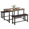 thumbnail image 1 of 3-Piece Dining Table Set for 4 – Industrial Rectangular Table with 2 Upholstered Benches, Sturdy Metal Frame, Space-Saving for Apartments, Condos, Studios – Multiple Color Options Available, 1 of 8
