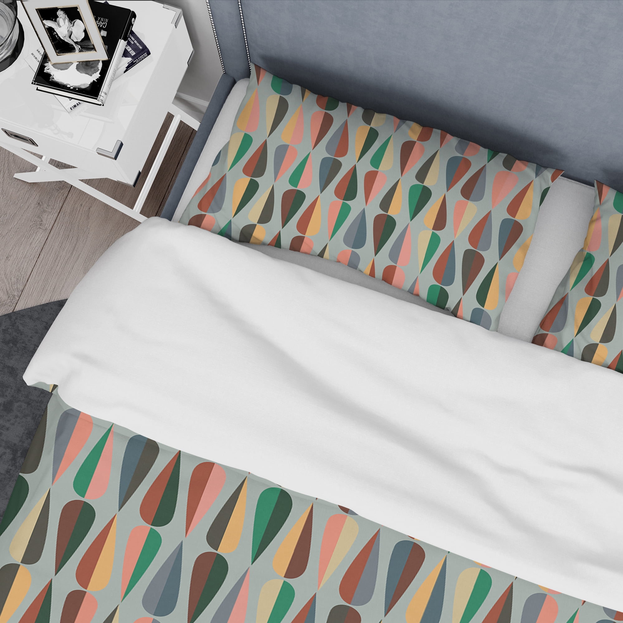 Designart 'Retro Abstract Drops IX' Mid-Century Modern Duvet Cover Set