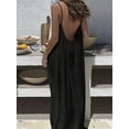 thumbnail image 2 of Backless Cami Dresses for Women Cami Lounge Dress Sleeveless House Dress Long Sundress with Back Tie Black L, 2 of 4