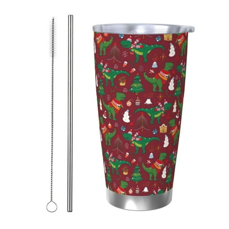 

Tideii Dinosaur Christmas for 20OZ Car Cup Stainless Steel Cold and Hot Cup with Lid Suitable for Outdoor and Home Unisex-Straw Two-piece Set