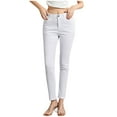 thumbnail image 2 of Women's High Waist Skinny Jeans Stretchy Slim Fitting Classic Casual Denim Pants for Comfortable Daily Wear White S, 2 of 9