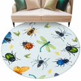 thumbnail image 6 of Spring Butterfly Dragonfly Round Rug 6ft Washable Circle Kitchen Rugs Non Slip Rustic Botanical Floral Teal Green Large Area Rug Indoor Floor Carpet for Bedroom Living Room Home Office Dining Room, 6 of 8