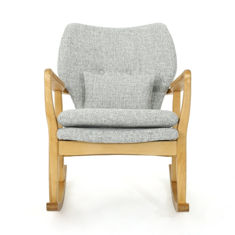 Vineland Mid Century Modern Light Grey Tweed Fabric Rocking Chair Vineland Mid Century Modern Light Grey Tweed Fabric Rocking Chair