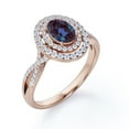 thumbnail image 4 of JeenMata Dual Cluster 1.5 Carat Ovate Created Alexandrite and Moissanite Pave Infinity Engagement Ring in 18K Rose Gold Plating over Silver, 4 of 6