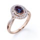 thumbnail image 4 of JeenMata Anillo de Compromiso con Doble Racimo de 1,5 Quilates con Pavé de Alejandrita y Moissanita Ovalados en Baño de Oro Rosa de 18 K sobre Plata, 4 of 6