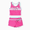 Hot Pink, variant on Girls Swimsuit Two Piece Set Tankini Crop Top Swim Shorts Bathing Suit Sizes 6-7Y