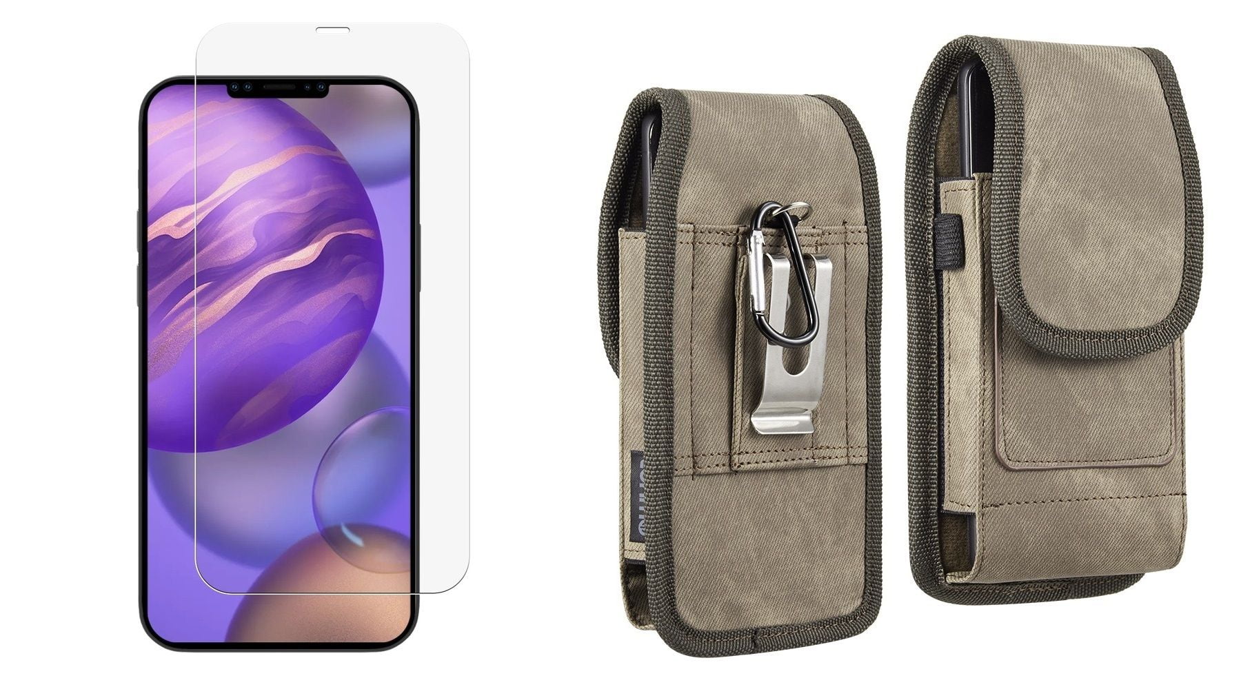 Luxmo Apple iPhone 12 Mini Belt Holster Bundle: Vertical Rugged Nylon