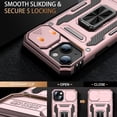 thumbnail image 3 of for iPhone 13 Mini Case with Screen Protector,Sliding Camera Cover,Military-Grade Cover with Magnetic Stand Phone Case 5.4" Rose Gold, 3 of 7