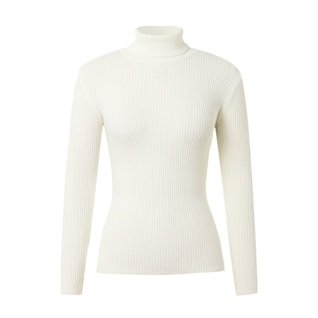 Chandail à Col Roulé à Manches Longues pour Femmes, Tricoté, Uni, Style Chandail, avec Motif de Mouton, Coupe Ample