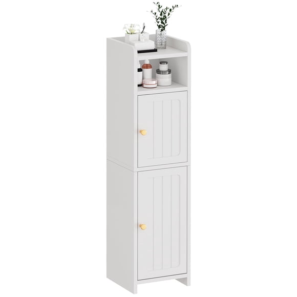 Mueble de baño BEWISHOME blanco pequeño con estantes ajustables