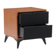 Zarif Nightstand Black & Walnut End Table, Modern Style, Ash Veneer MDF rectangular shape tabletop, MDF, Indoor Bedroom