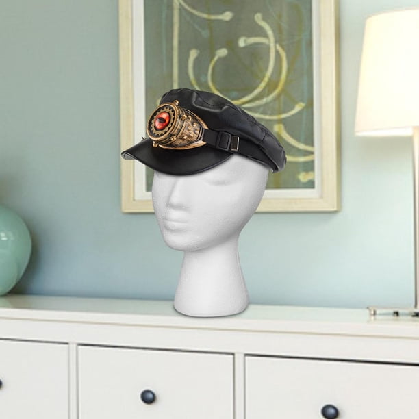 Steampunk Top Hats Biker Cap Festival Hat Hombres Mujeres Headwear PU Leather Cabbie Cap Newsboy Hat para Cosplay Theme Party Wedding Fancy Dress Yinane Sombrero de copa Steampunk
