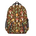 thumbnail image 3 of Mushroom and Insect Brown Pattern Cute School Backpack Bag with Padded Back and Adjustable Shoulder Straps 16.9 X 12.6 X 5.9 Inches, 3 of 5