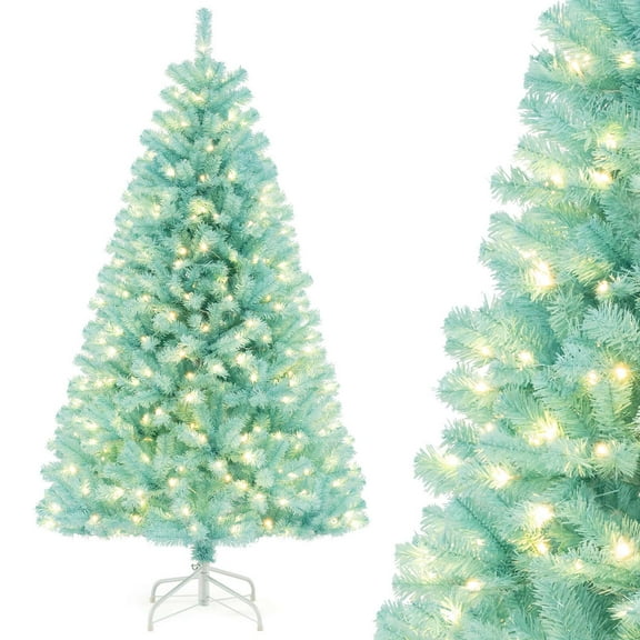 Costway 6 FT Artificial Xmas Tree with 758 Branch Tips 280 Warm White LED Lights