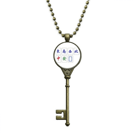 chinese culture mahjong game key necklace pendant tray embellished chain